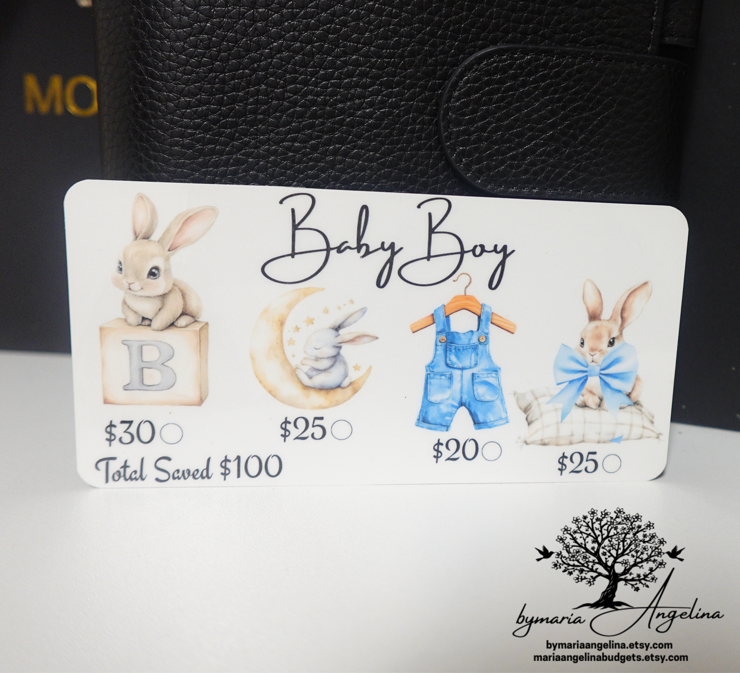 Baby Boy Bunny set of 3| Pregnancy | Nursery | Savings Challenge | New Baby | A6 | Laminated | Fun Challenge | Baby Shower | New Mommy