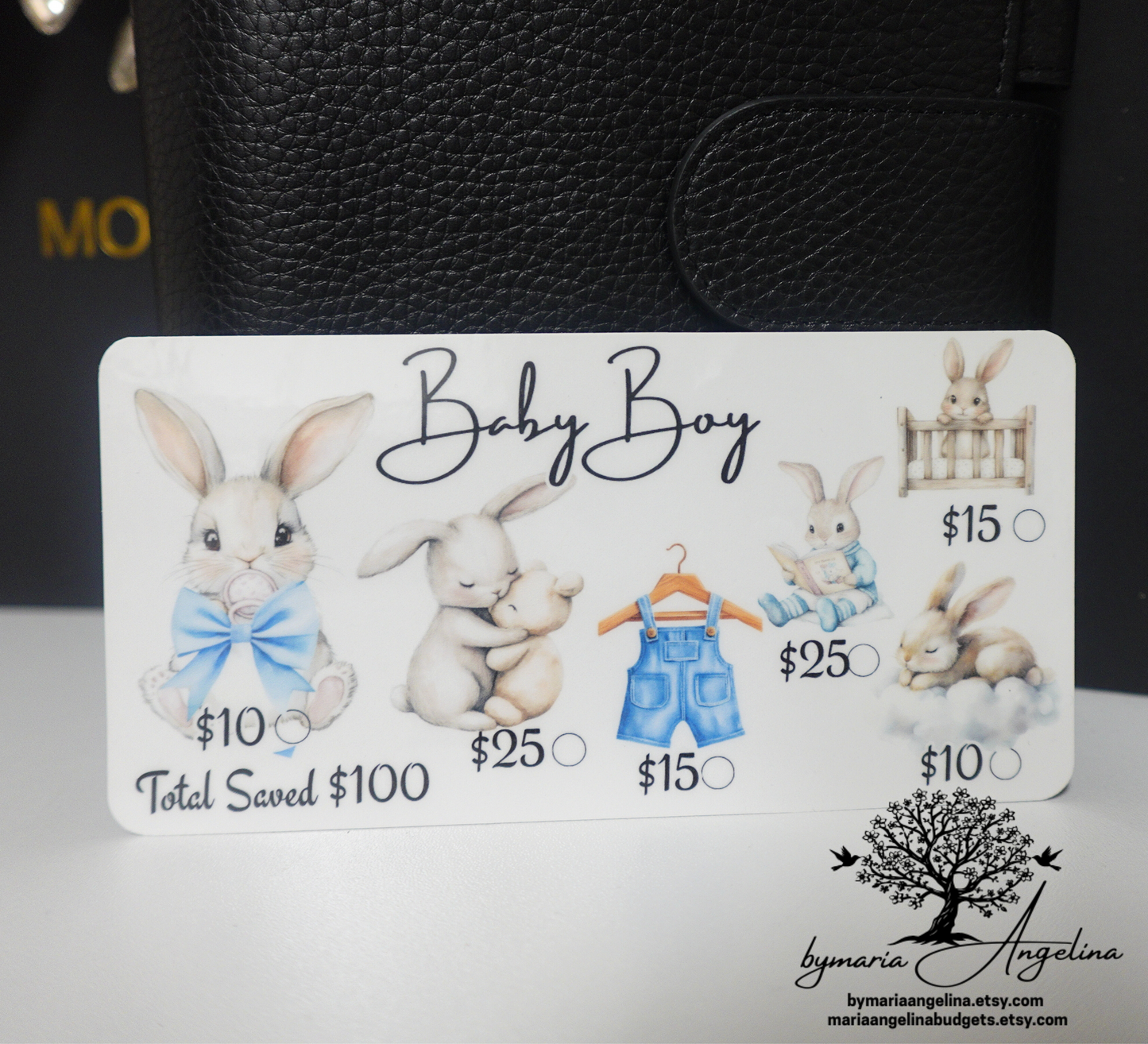 Baby Boy Bunny set of 3| Pregnancy | Nursery | Savings Challenge | New Baby | A6 | Laminated | Fun Challenge | Baby Shower | New Mommy