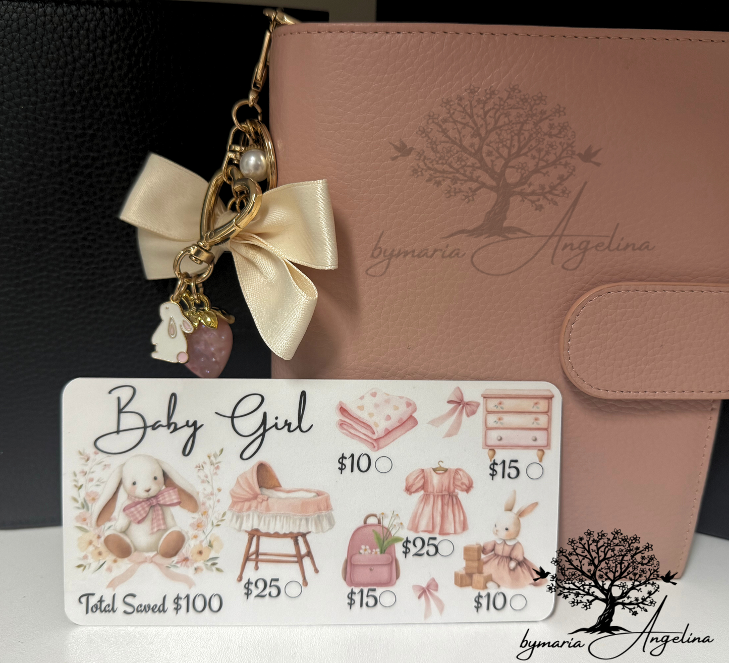 Baby Girl Bunny Collection set of 3 Savings Challenges | Nursery | Savings Challenge | New Baby | A6 Laminated Fun Challenge  | Baby Shower