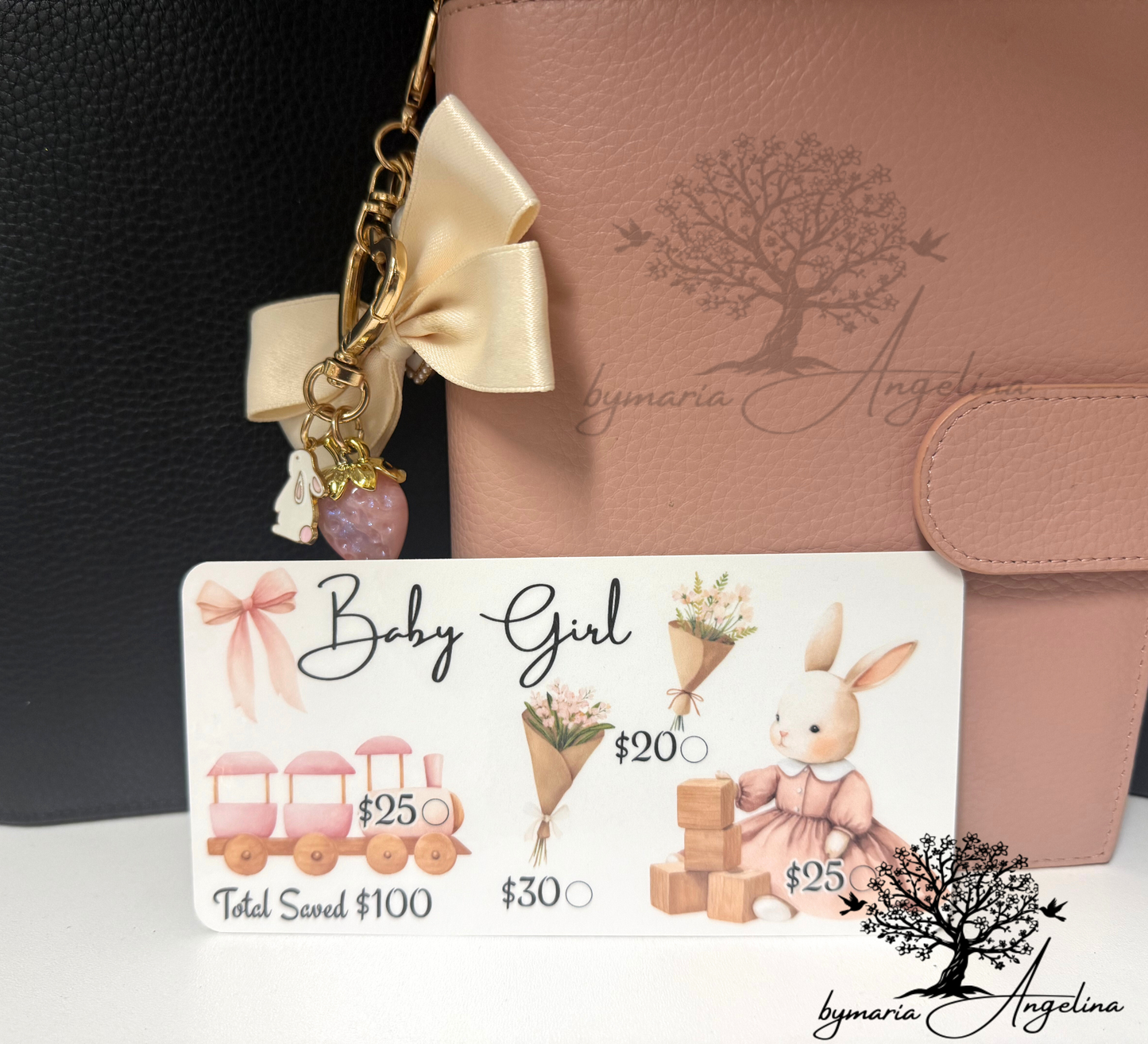 Baby Girl Bunny Collection set of 3 Savings Challenges | Nursery | Savings Challenge | New Baby | A6 Laminated Fun Challenge  | Baby Shower