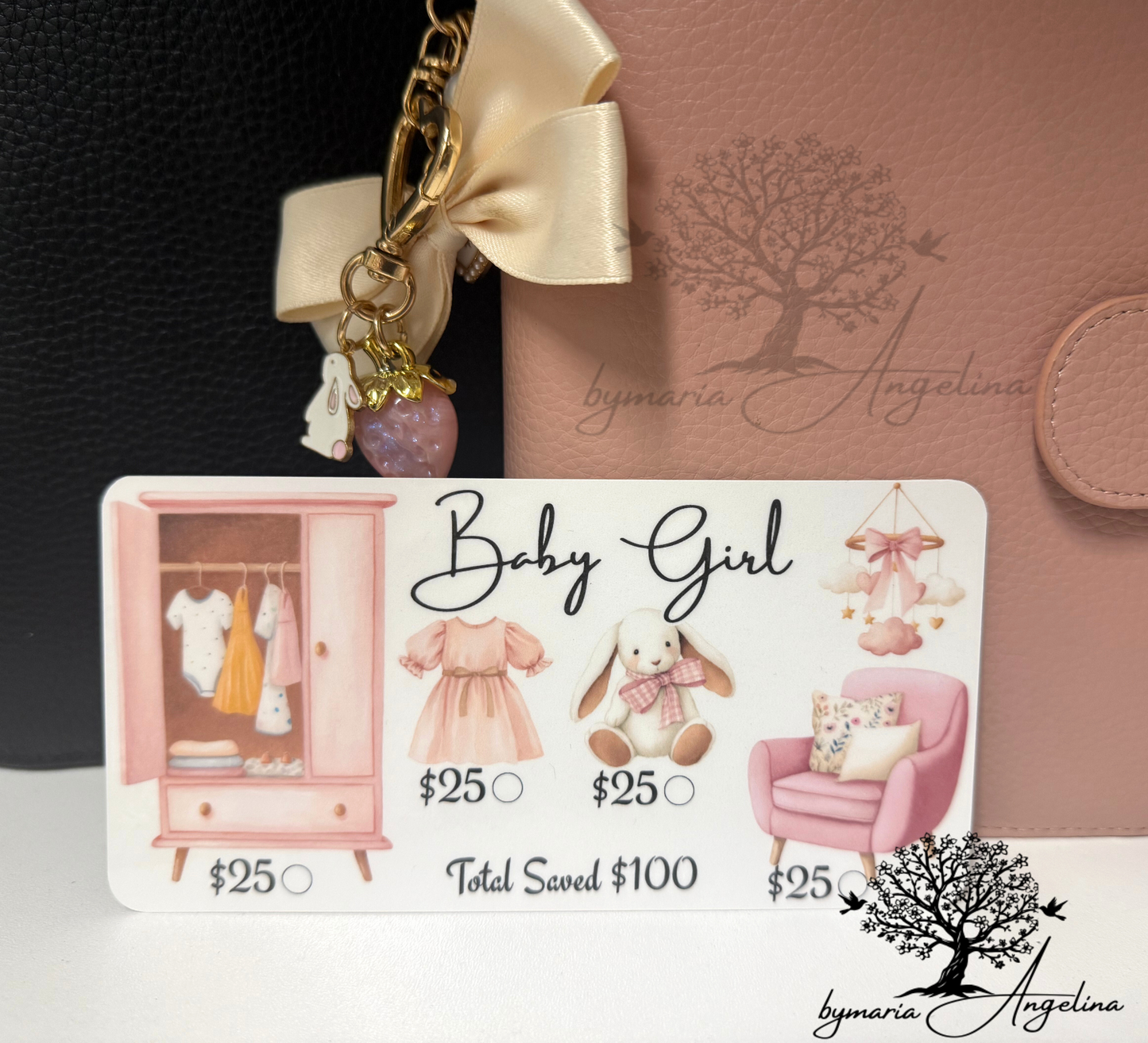 Baby Girl Bunny Collection set of 3 Savings Challenges | Nursery | Savings Challenge | New Baby | A6 Laminated Fun Challenge  | Baby Shower