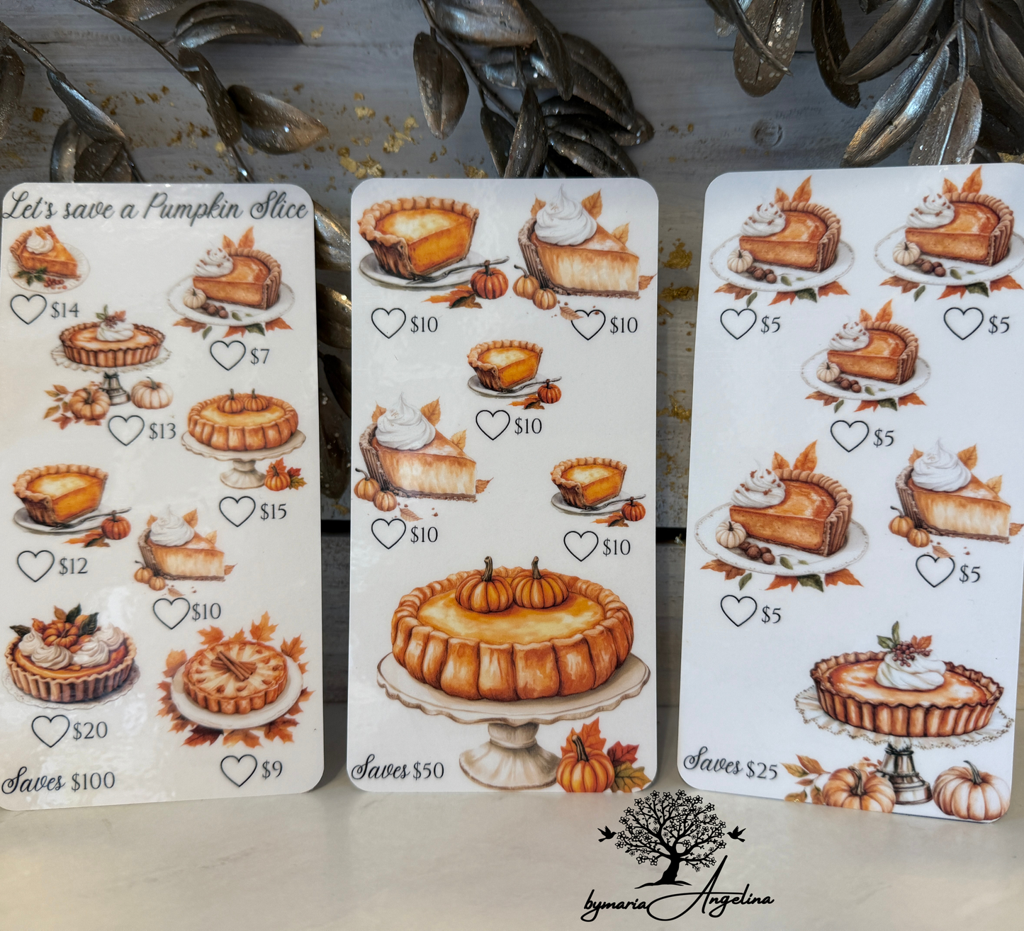 Lets save a Pumpkin Slice Cash Savings Challenge Set of 3