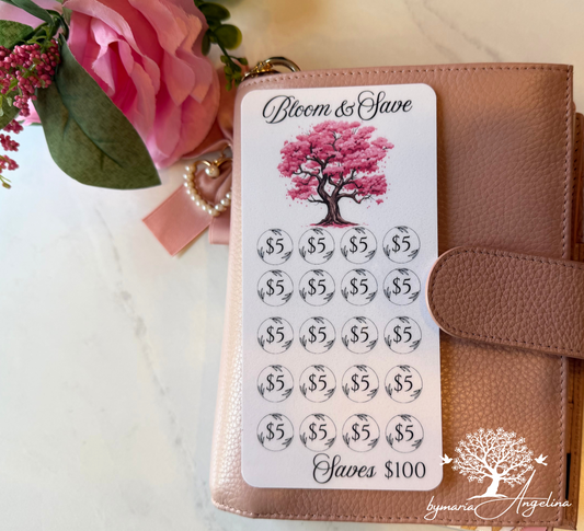 Pink Blossom Tree Challenge| Laminated A6 Savings challenge | Planner inserts | Save 100