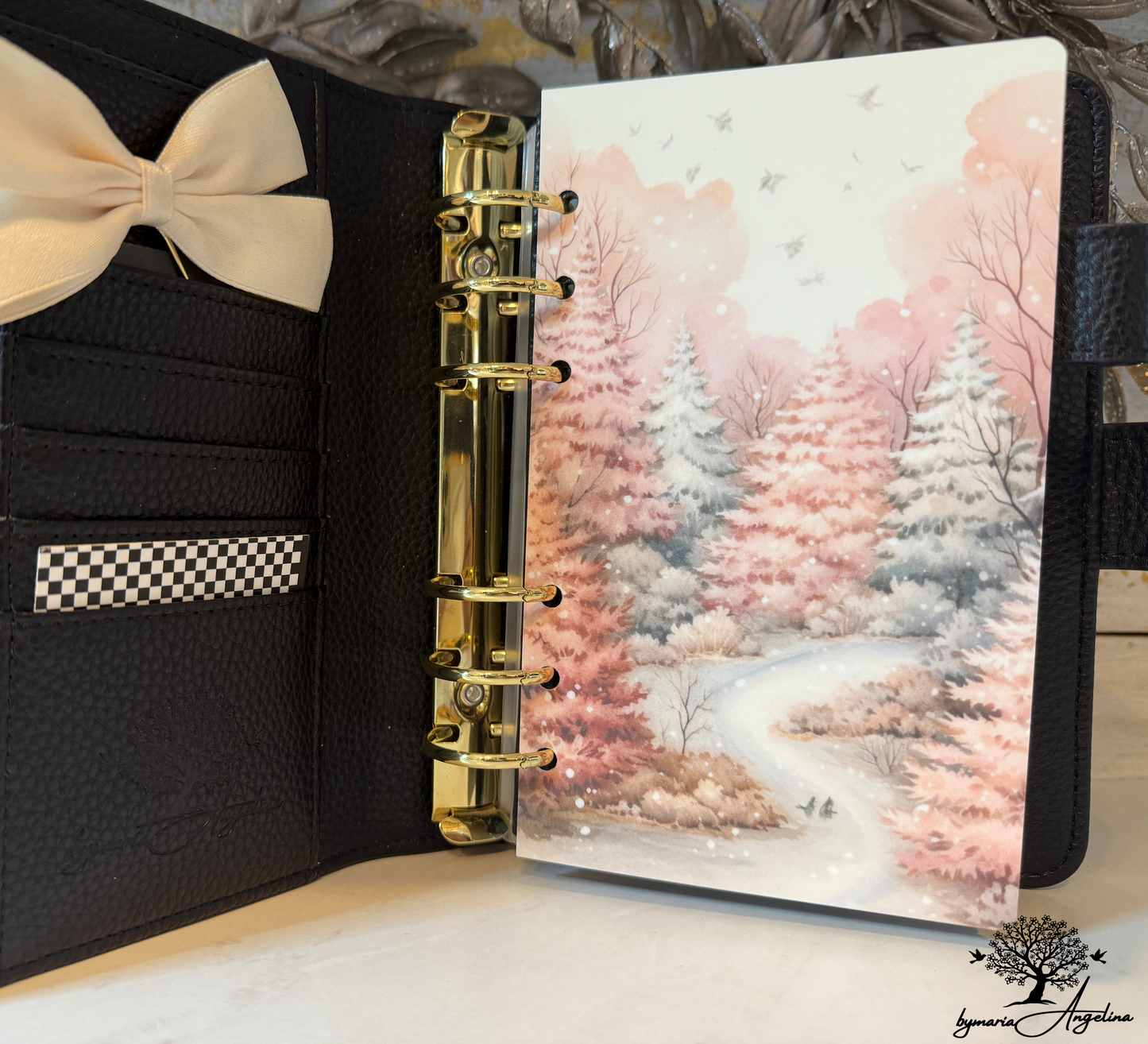 Whispering Pines Dashboard | A6 Winter watercolors Planner Dashboard Ring Binder Decor | Personal Insert