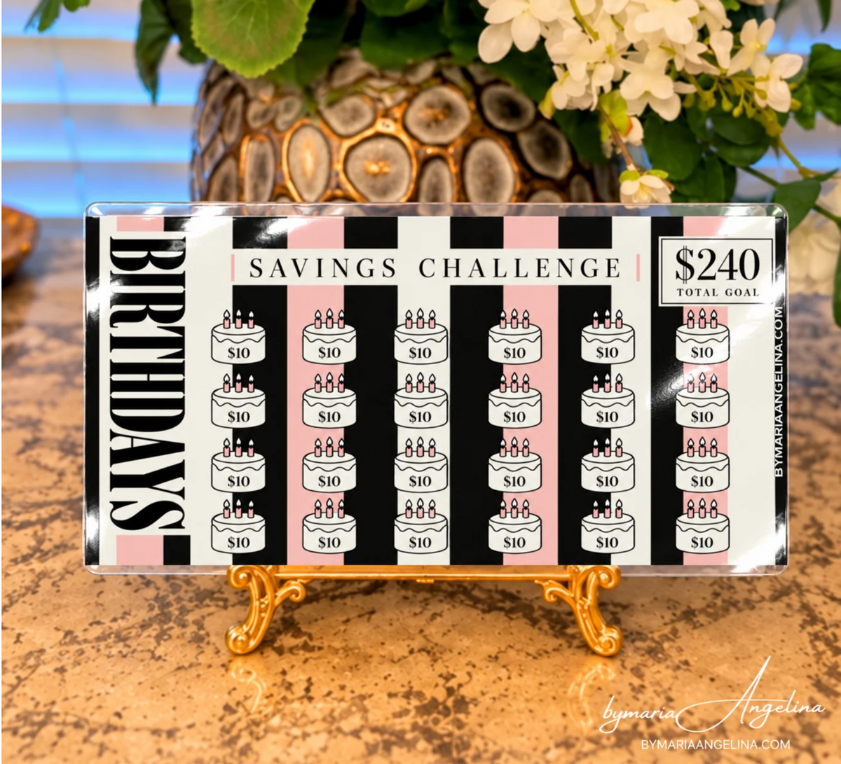 Birthday Savings Challenge and Envelope Insert Duo – $240 Goal | A6 Cash Envelope Insert