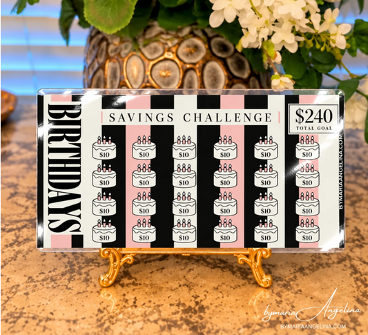 Birthday Savings Challenge and Envelope Insert Duo – $240 Goal | A6 Cash Envelope Insert