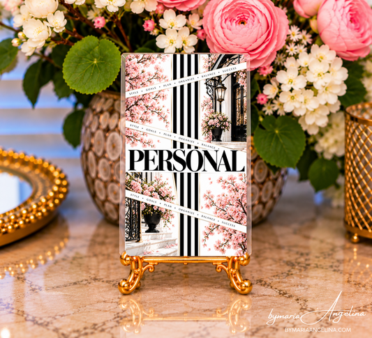 Simply Personal A6 Dashboard | Black & White Stripes & Blush Florals