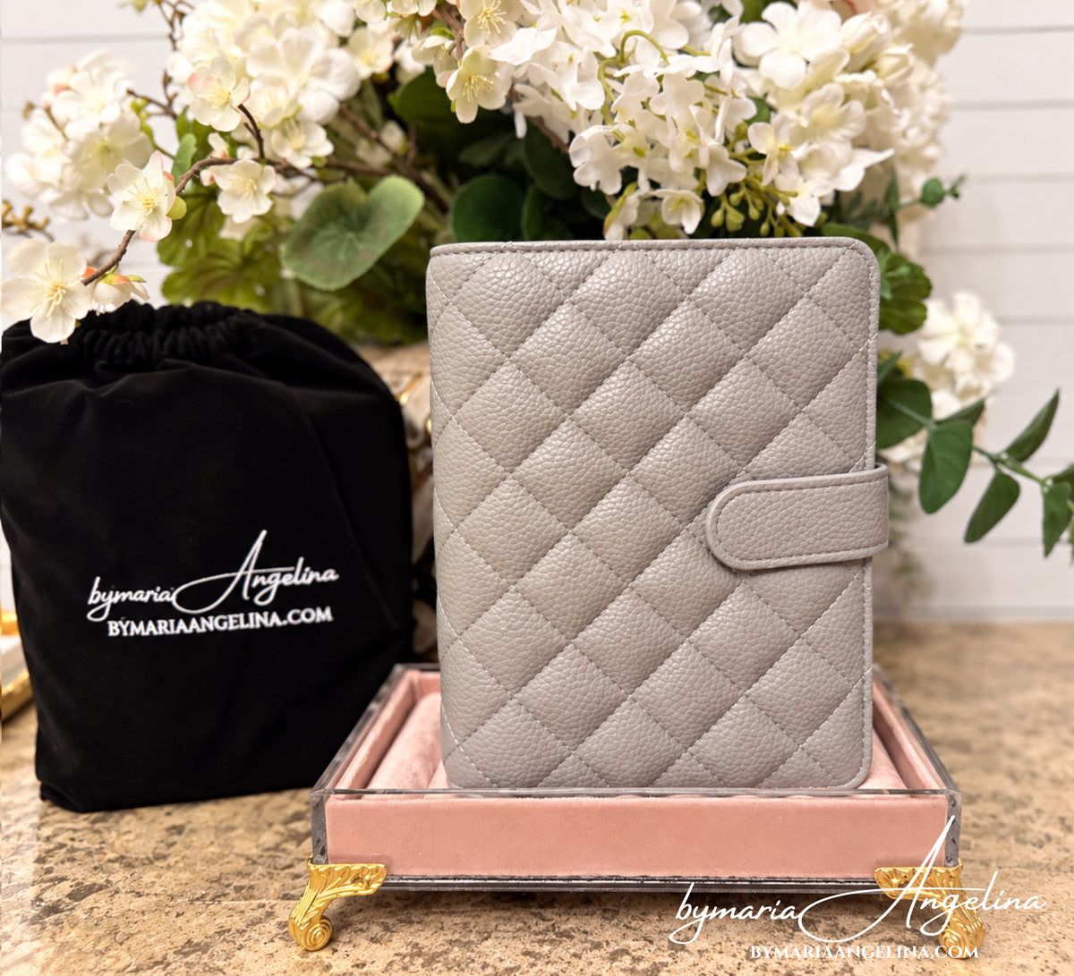 Angelina Luxe Quilted A6 Binder – Vegan Leather