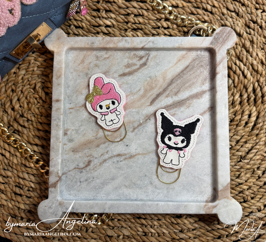 Cute Character Inspired Planner Paper Clips | 2 Pc Planner Clip Set | A6 Planner Accessories | Cute Journal Clips | Pink & Black