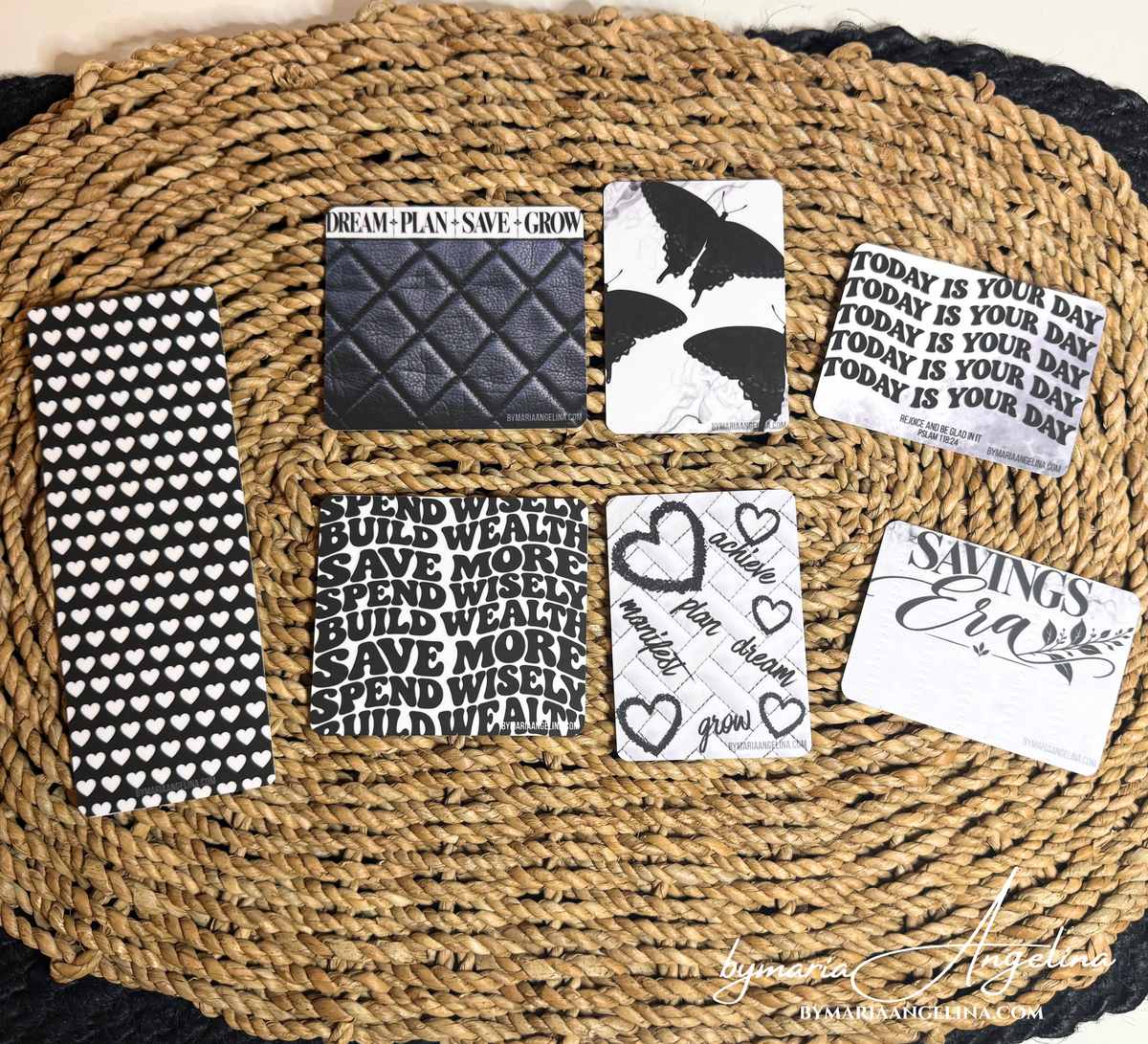 The Savings Era Collection | 7-Piece Black & White Planner Deco Cards