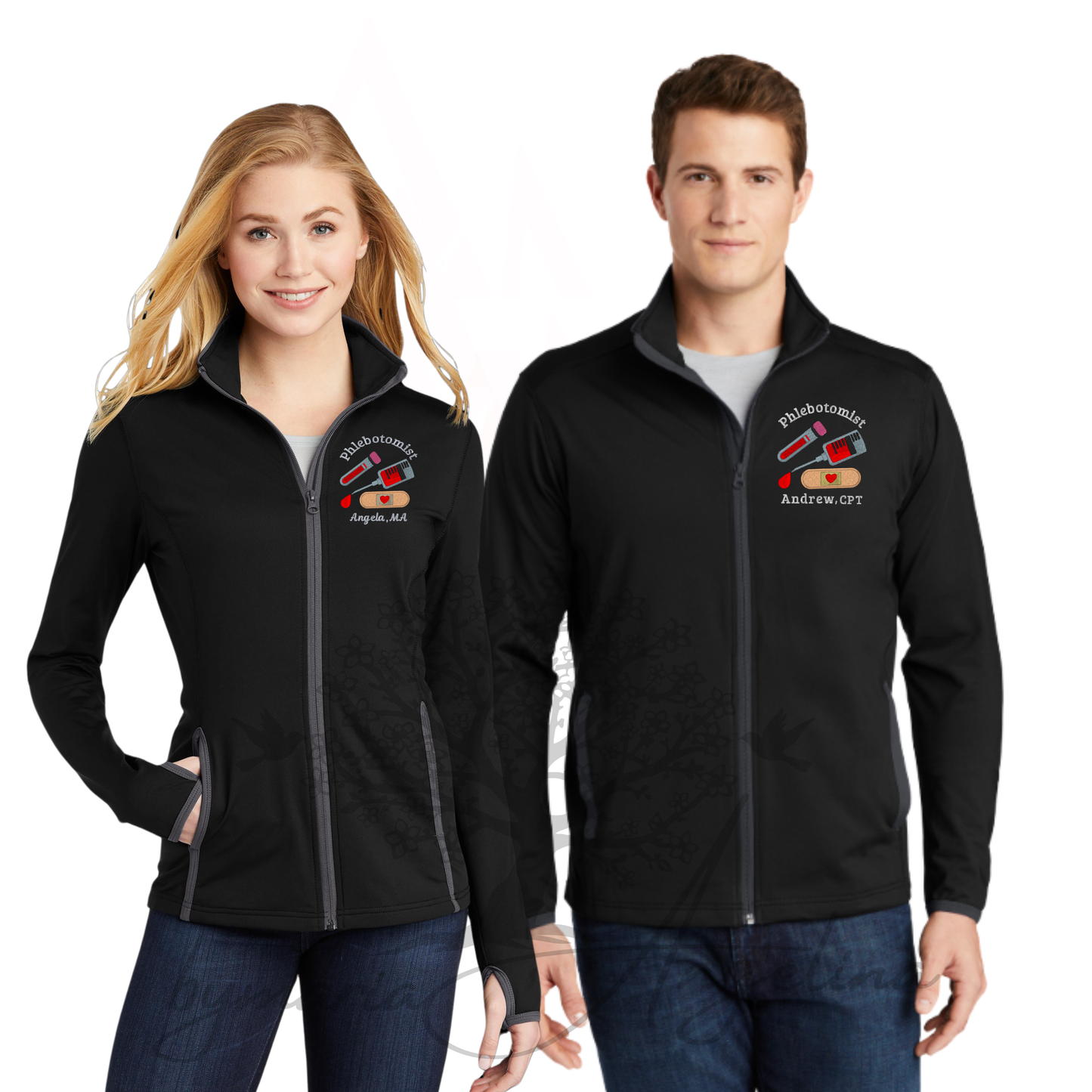 Personalized Phlebotomist Jacket with Tube, Syringe & Bandage Embroidery – Custom Lab Tech Gift Sport-Tek Jacket