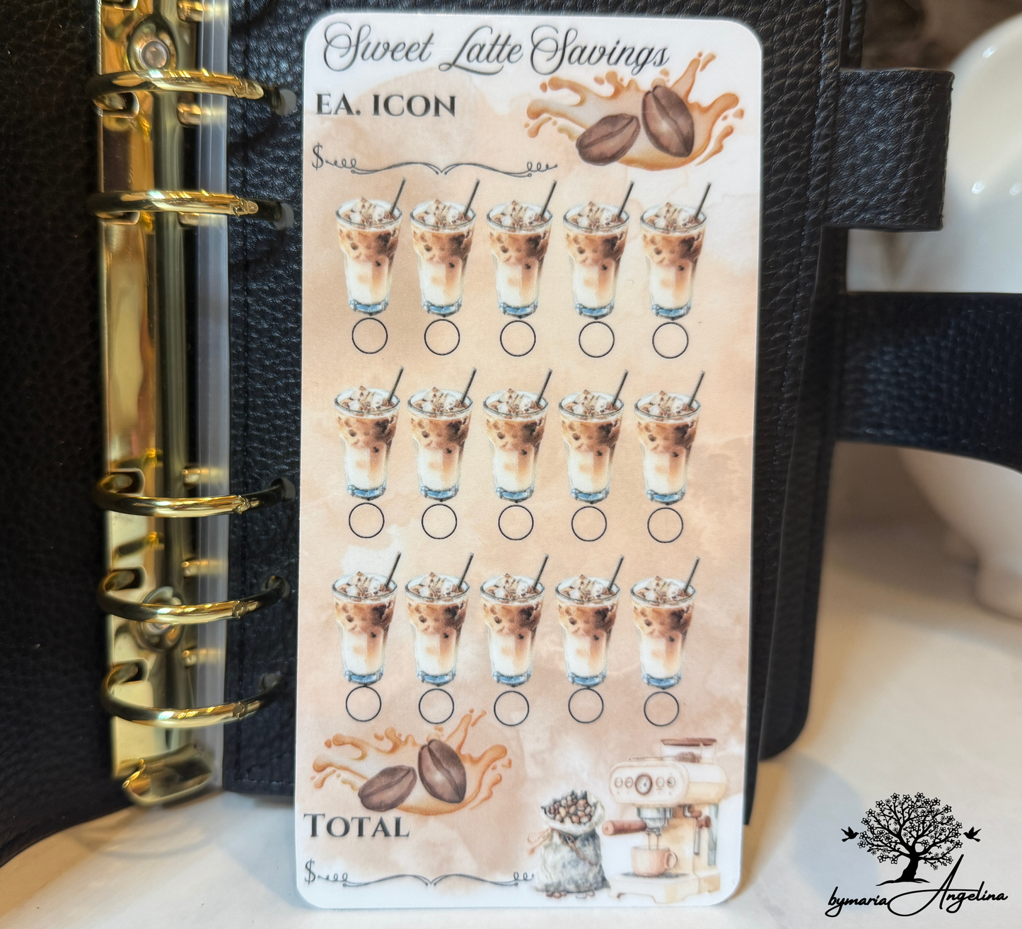 Sweet Latte Savings Challenge,  Fund Cash Savings Challenge warm comforting