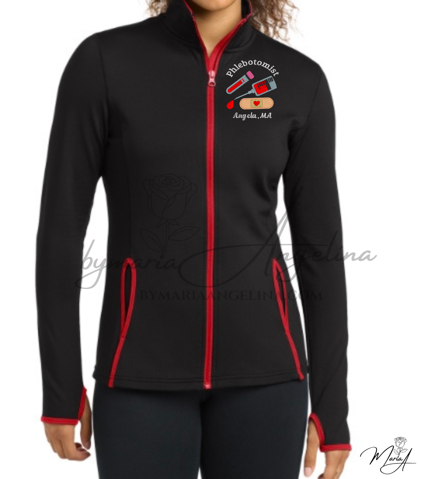 Personalized Phlebotomist Jacket with Tube, Syringe & Bandage Embroidery – Custom Lab Tech Gift Sport-Tek Jacket