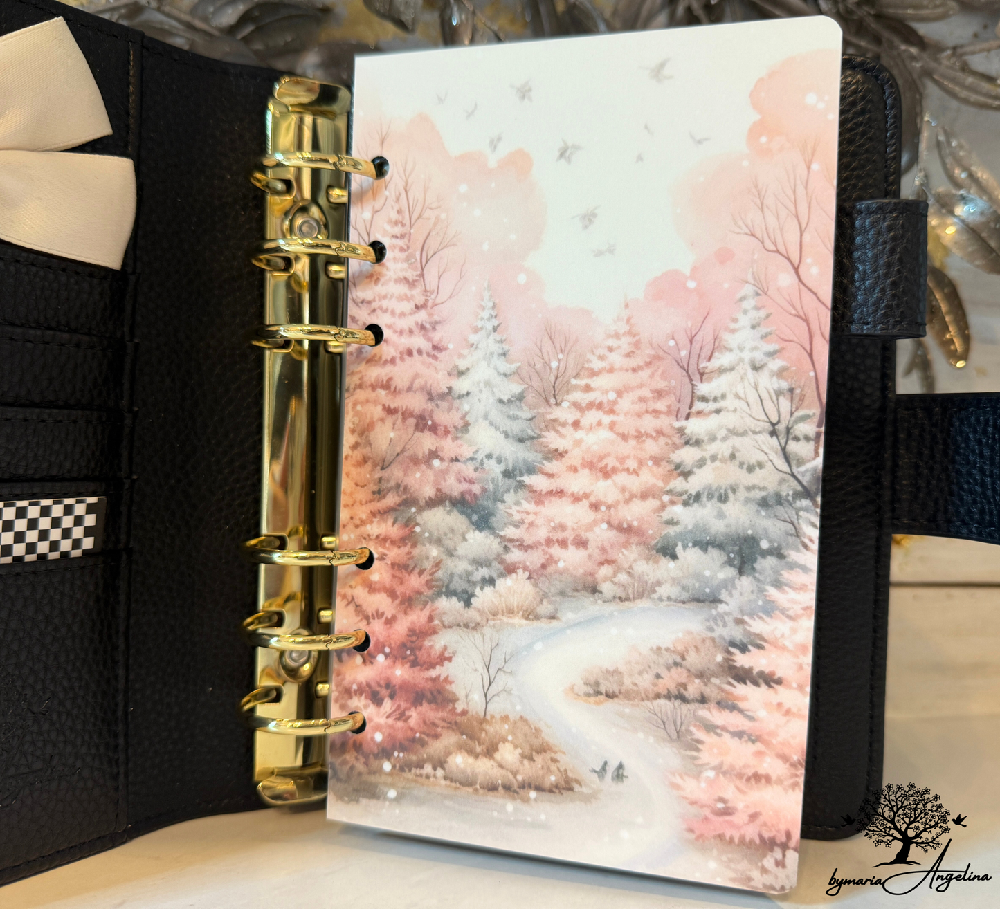 Whispering Pines Dashboard | A6 Winter watercolors Planner Dashboard Ring Binder Decor | Personal Insert
