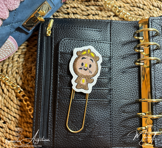 Whimsical Clock Embroidered Paper Clip | Vintage Timepiece Planner Clip | Jumbo Journal Clip | Handmade Stationery Accessory
