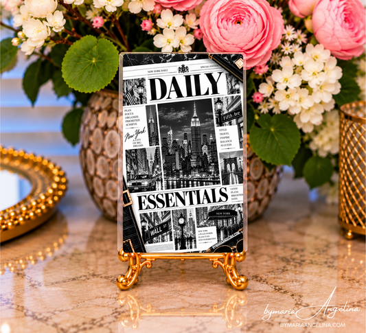 New York Daily Essentials Dashboard | Black & White Planner Decor