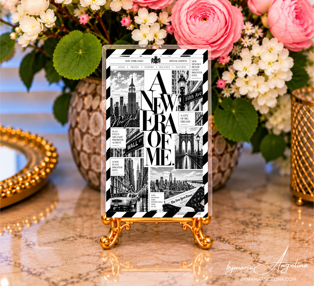 New York Editorial A6 Dashboard | Black & White Fashion-Inspired Planner Decor