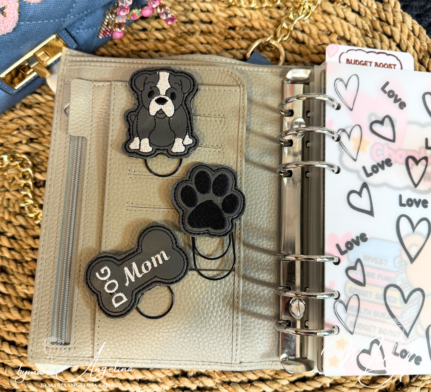 Dog Mom or Dad Planner Paper Clip Set | 3-Piece Embroidered Jumbo Bookmark Clips