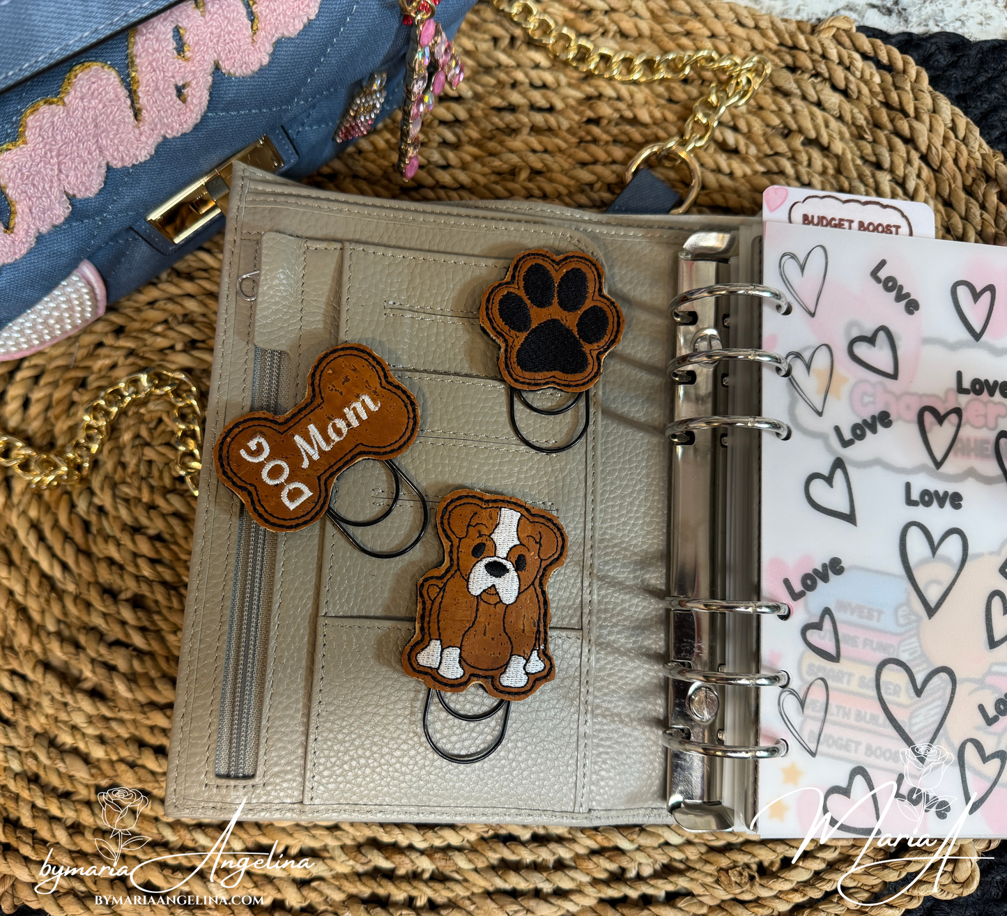 Dog Mom or Dad Planner Paper Clip Set | 3-Piece Embroidered Jumbo Bookmark Clips